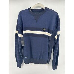 Authentic 10.Deep Striped print Blue sleeves crewneck sweatshirt Small